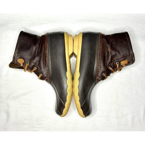 Sperry Saltwater Duck Boots Womens Size 6.5 Brown Leather Rubber Side Zip - Picture 6 of 13